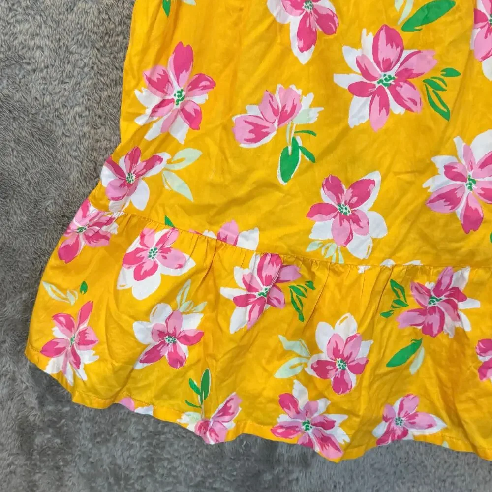 NWT Old Navy Sundress Tiered Dress Yellow Pink Floral Tropical Girls XL 14 16